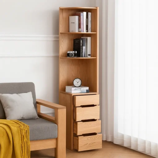 Contemporary Corner Cabinet With Open Shelves - Image 2