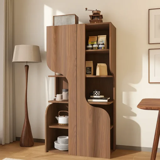 Contemporary Storage Cabinet With Open Shelves - Image 3