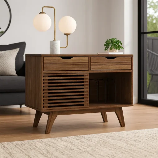 Mid Century Accent Cabinet With Drawer And Door - Image 4