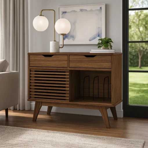 Mid Century Accent Cabinet With Drawer And Door - Image 2