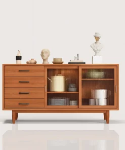 Mid Century Modern Accent Cabinet With Glass Doors