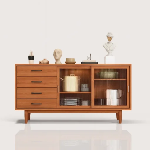 Mid Century Modern Accent Cabinet With Glass Doors