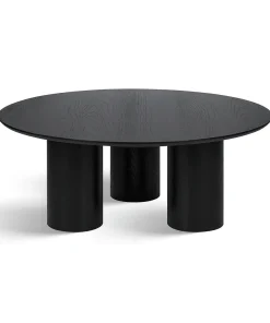 Modern Round Wooden Coffee Table With Cylindrical Legs