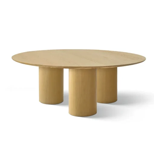 Modern Round Wooden Coffee Table With Cylindrical Legs - Image 2