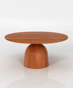 Modern Round Wooden Coffee Table With Dome Base