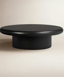 Modern Round Wooden Coffee Table With Minimalist Base