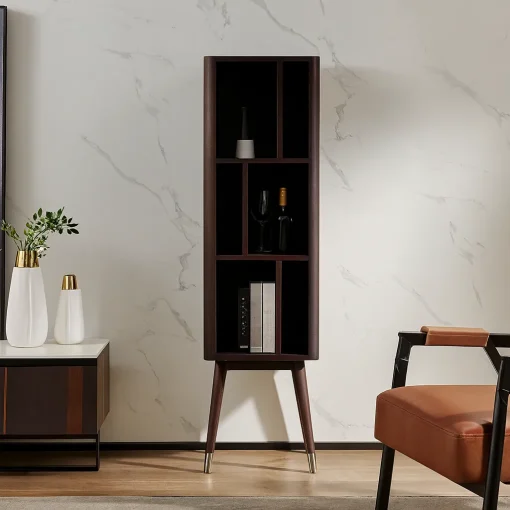Modern Tall Storage Cabinet With Open Shelves - Image 4