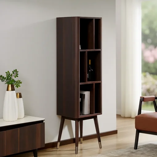 Modern Tall Storage Cabinet With Open Shelves - Image 3