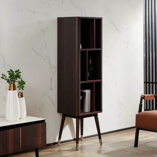 Modern Tall Storage Cabinet With Open Shelves - Image 2