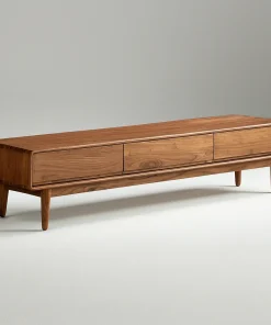 Modern Wooden Low TV Stand With Drawers