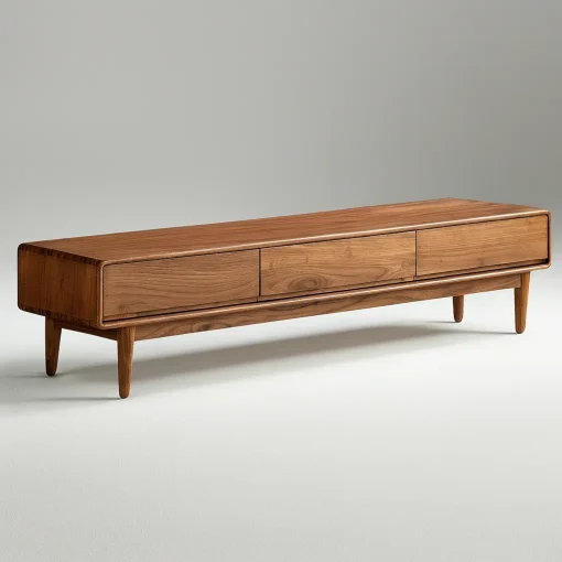 Modern Wooden Low TV Stand With Drawers