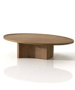 Modern Wooden Oval Coffee Table With Central Support