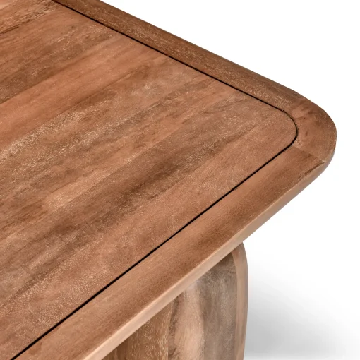 Modern Wooden Rectangular Coffee Table With Rounded Legs - Image 3