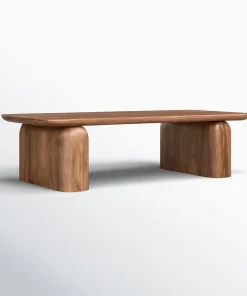 Modern Wooden Rectangular Coffee Table With Rounded Legs