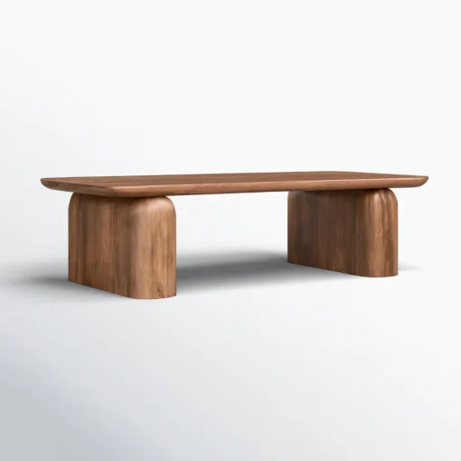 Modern Wooden Rectangular Coffee Table With Rounded Legs