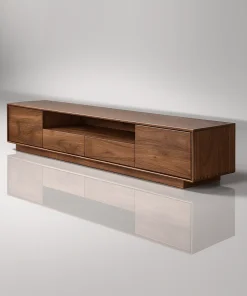 Modern Wooden TV Cabinet With Drawers And Open Shelf