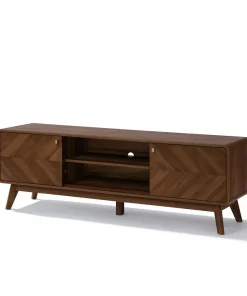 Modern Wooden TV Stand With Chevron Pattern Doors