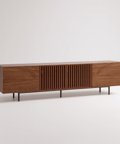 Modern Wooden TV Stand With Slatted Doors