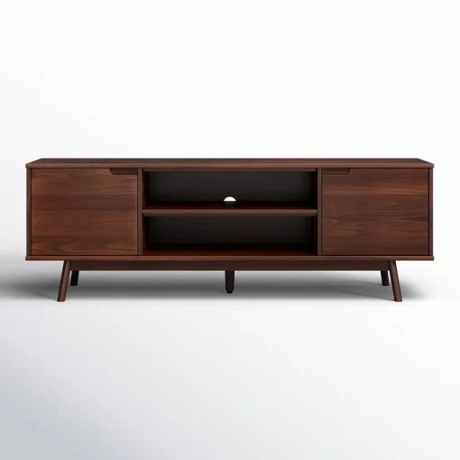 Modern Wooden TV Stand With Storage Compartments