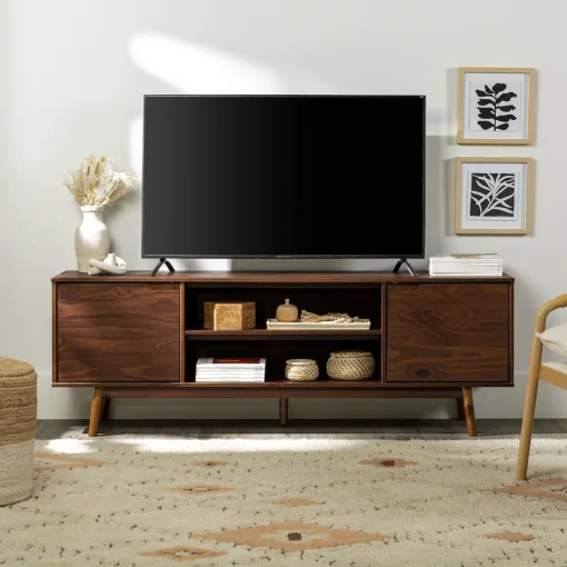 Modern Wooden TV Stand With Storage Compartments - Image 2