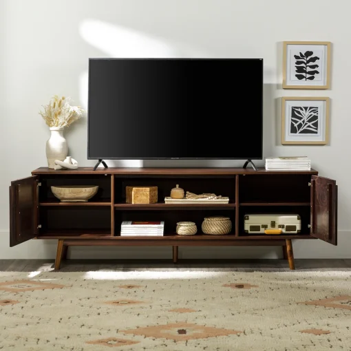 Modern Wooden TV Stand With Storage Compartments - Image 4