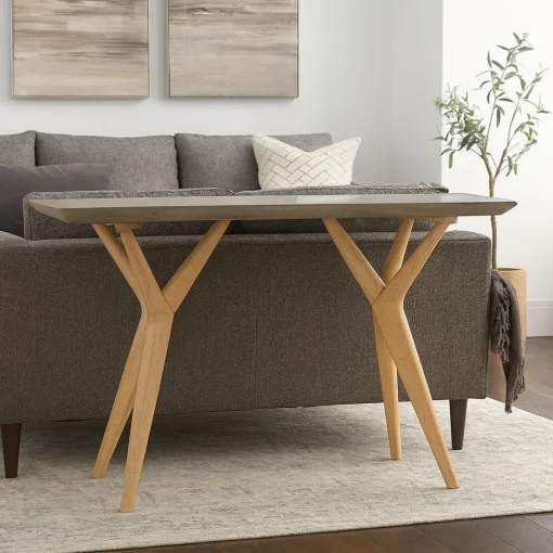 Refined Solid Wood Console Table With Unique Base - Image 3