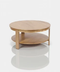 Round Coffee Table with Shelf For Living Room