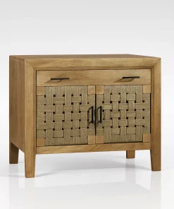 Rustic Accent Cabinet With Woven Doors