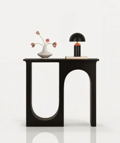 Scandinavian Wooden Console Table With Geometric Base
